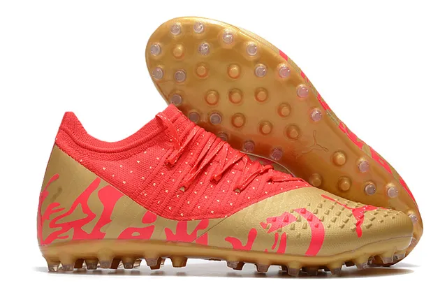 Puma Future Z حذاء كرة القدم برتقالي أصفر مع أعلى من النسيج المحبوك وتكييف الجوارب متكامل قفص الرباط أرض صلبة 20