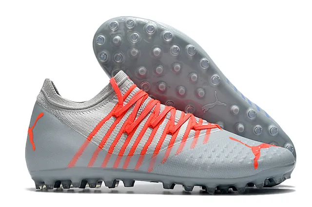 Puma Future Z حذاء كرة القدم برتقالي أصفر مع أعلى من النسيج المحبوك وتكييف الجوارب متكامل قفص الرباط أرض صلبة 21