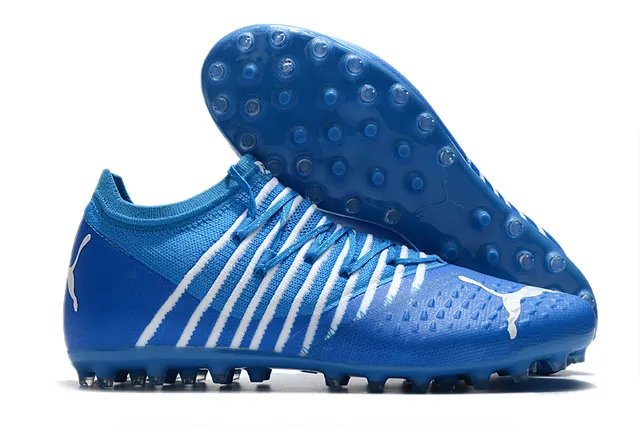 Puma Future Z حذاء كرة القدم برتقالي أصفر مع أعلى من النسيج المحبوك وتكييف الجوارب متكامل قفص الرباط أرض صلبة 22
