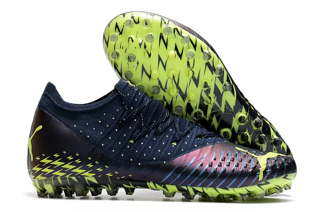 Puma Future Z حذاء كرة القدم برتقالي أصفر مع أعلى من النسيج المحبوك وتكييف الجوارب متكامل قفص الرباط أرض صلبة 24