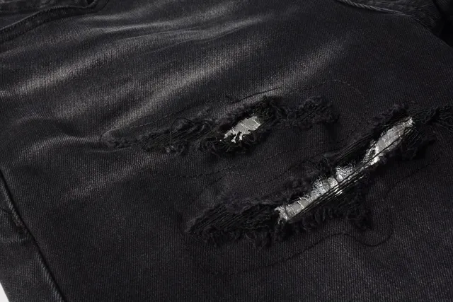 Purple Brand Distressed Black Washed Denim Shorts 7
