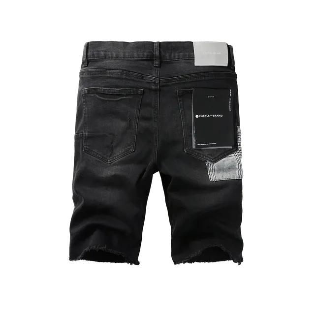 Purple Brand Distressed Black Washed Denim Shorts 16