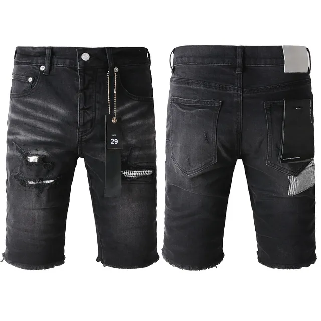 Purple Brand Distressed Black Washed Denim Shorts 19