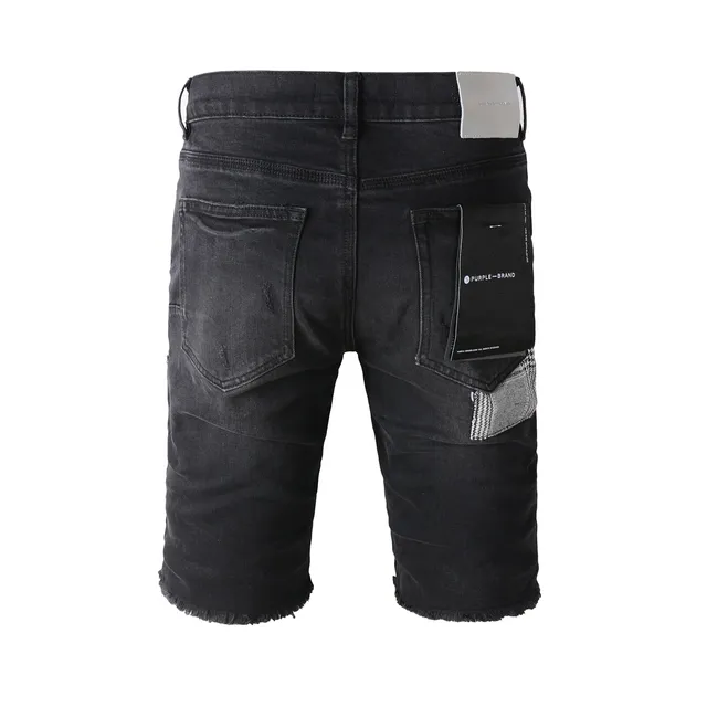 Purple Brand Distressed Black Washed Denim Shorts 22