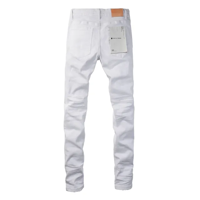 Purple Brand jeans déchirés slim-fit blanc jaune 2