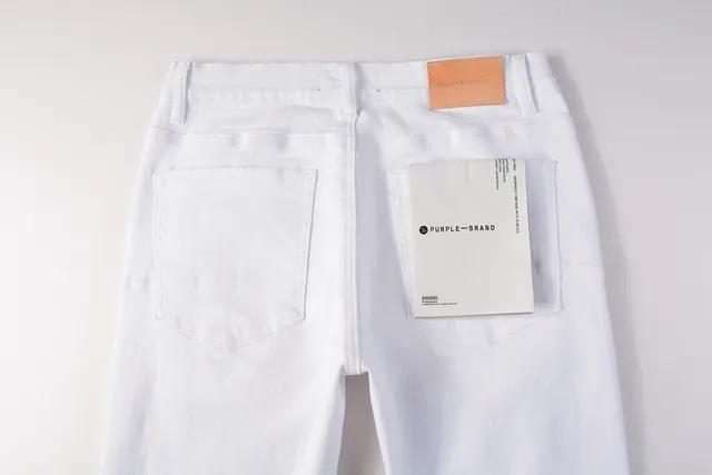 Purple Brand jeans déchirés slim-fit blanc jaune 8
