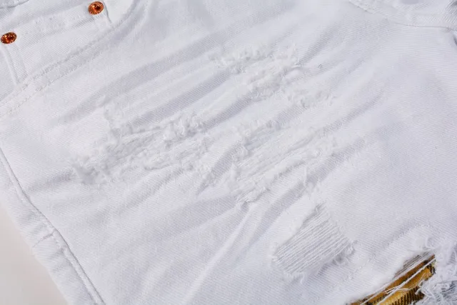 Purple Brand jeans déchirés slim-fit blanc jaune 9