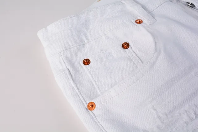 Purple Brand jeans déchirés slim-fit blanc jaune 14