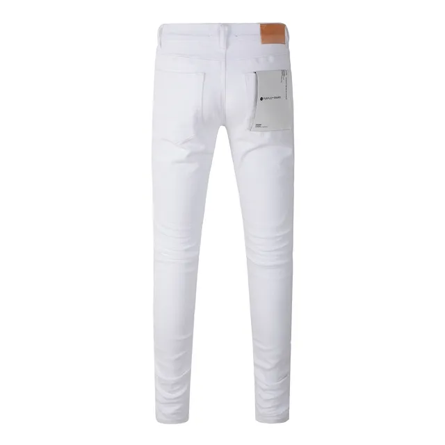 Purple Brand jeans déchirés slim-fit blanc jaune 18