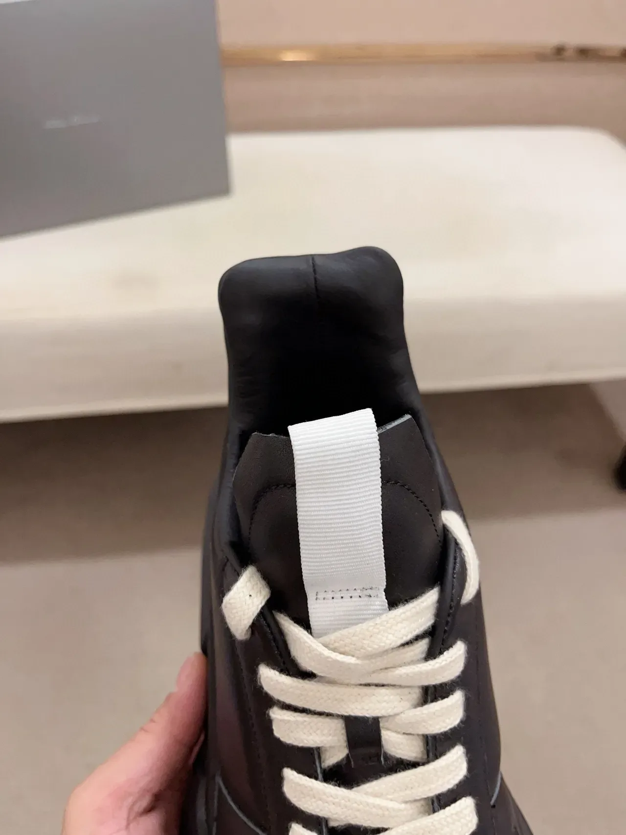 Rick Owens Black White Semelle Sculptée Tige Cuir Minimaliste Chaussures Chunky 6