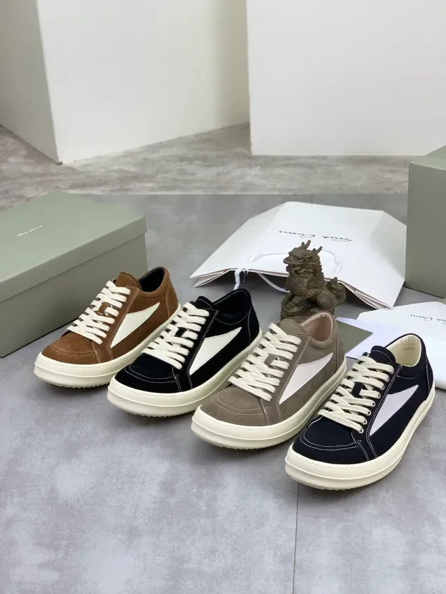 Rick Owens Geobasket Black and Cream Canvas Lifestyle Sneakers 2