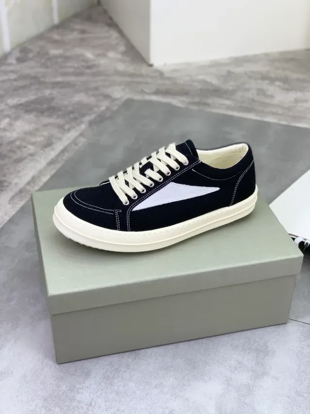 Rick Owens Geobasket Black and Cream Canvas Lifestyle Sneakers 5