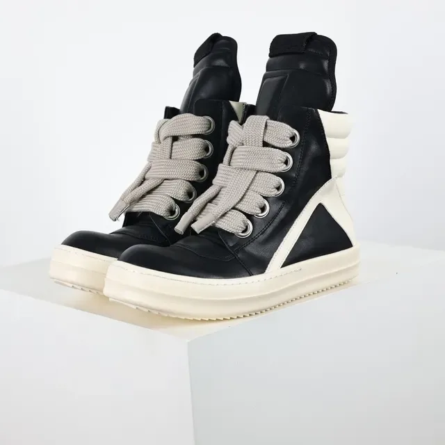 Rick Owens Geobasket High Black and Cream Lifestyle Sneakers 2
