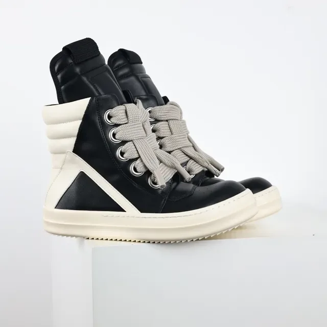 Rick Owens Geobasket High Black and Cream Lifestyle Sneakers 3