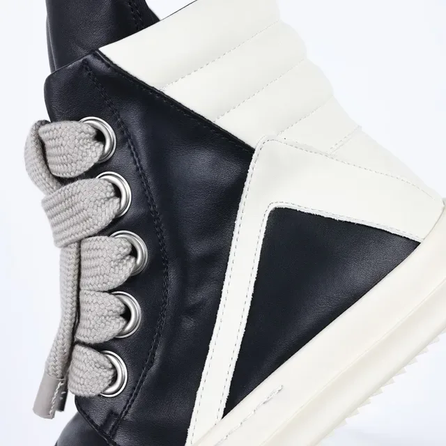Rick Owens Geobasket High Black and Cream Lifestyle Sneakers 6