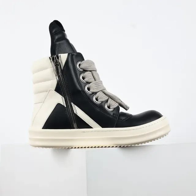 Rick Owens Geobasket High Black and Cream Lifestyle Sneakers 7