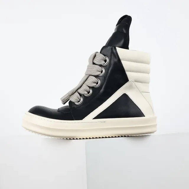 Rick Owens Geobasket High Black and Cream Lifestyle Sneakers 9