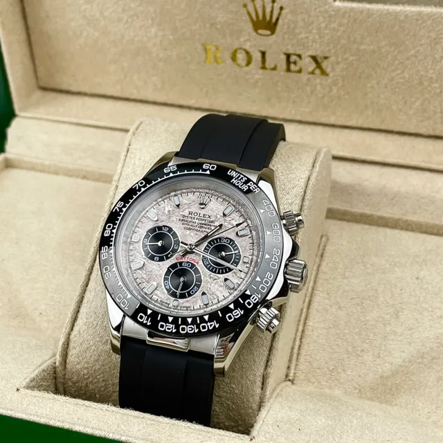 Rolex Cosmograph Daytona Meteorite Dial Black Rubber Strap Mechanical Watch 3