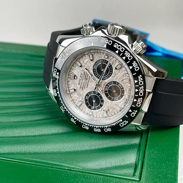 Rolex Cosmograph Daytona Meteorite Dial Black Rubber Strap Mechanical Watch 4
