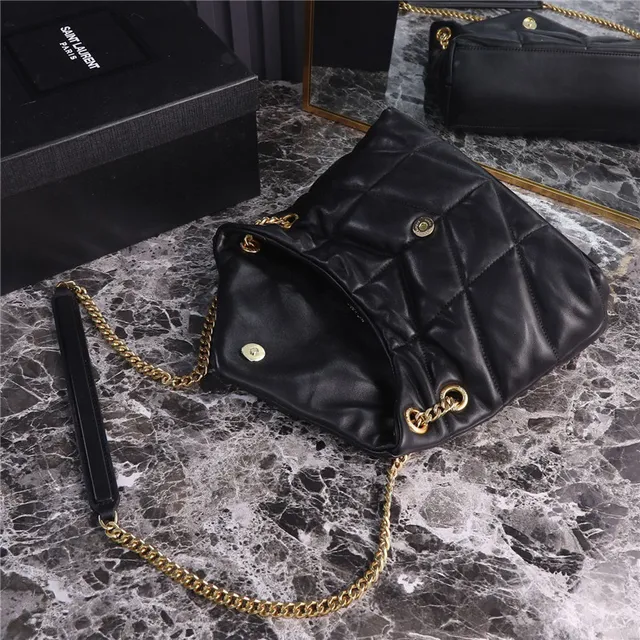 Saint Laurent Loulou Sac en Beige Gold avec coutures quilted diamond stitching envelope flap chain 24