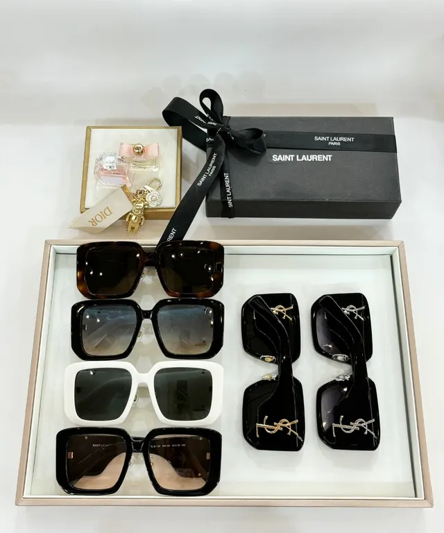 Saint Laurent Loulou Óculos de Sol Oversized Quadrado Preto e Branco Acetato Marmolado 3