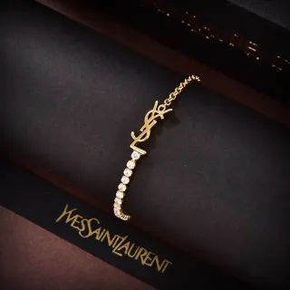 Saint Laurent Monogram كريستال ذهبي سوار