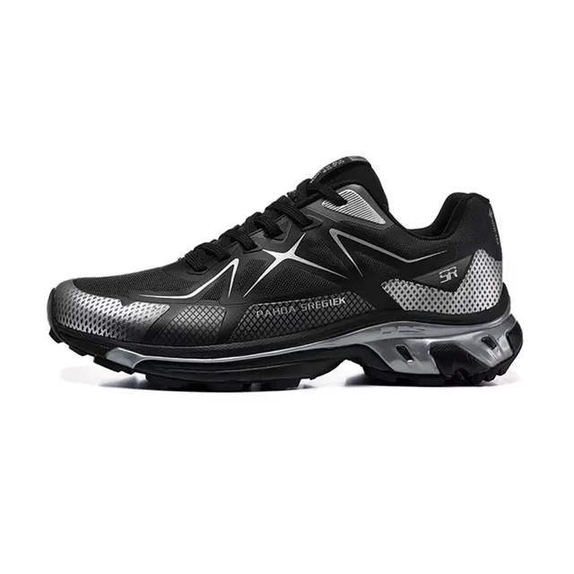 Salomon Beige Black Lightweight Trail Runner Lugged Rubber Outsole Running Shoes 7