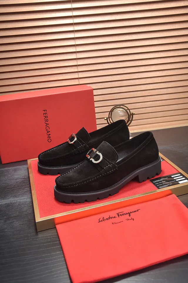 Salvatore Ferragamo Gancini Black Suede Loafers 2