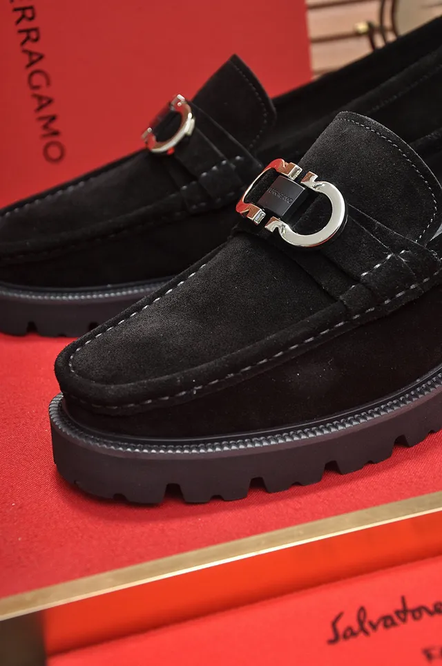 Salvatore Ferragamo Gancini Black Suede Loafers 4