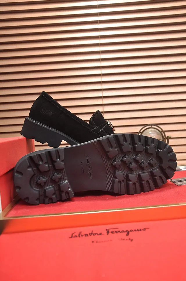 Salvatore Ferragamo Gancini Black Suede Loafers 5
