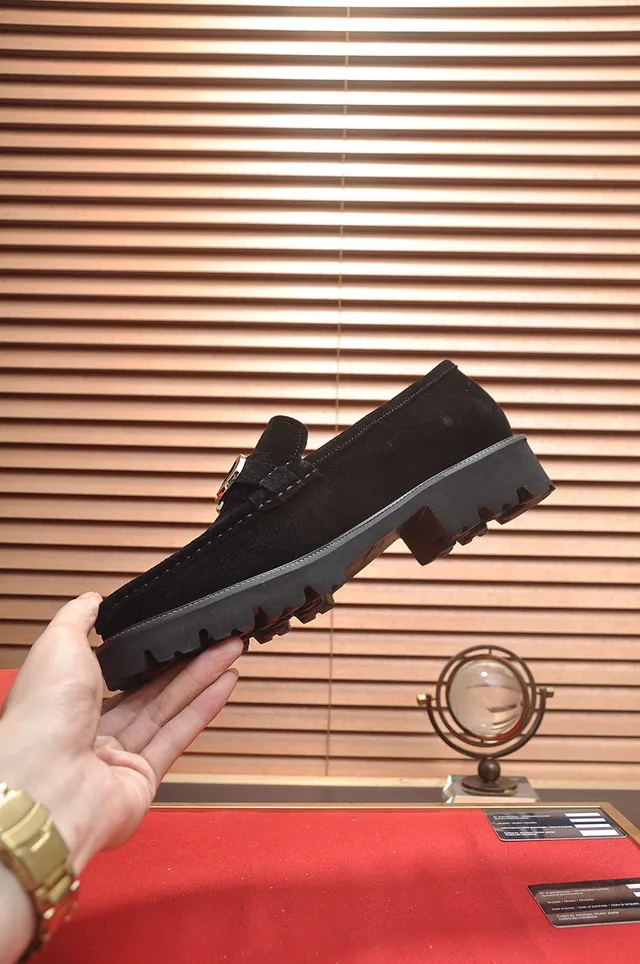 Salvatore Ferragamo Gancini Black Suede Loafers 7