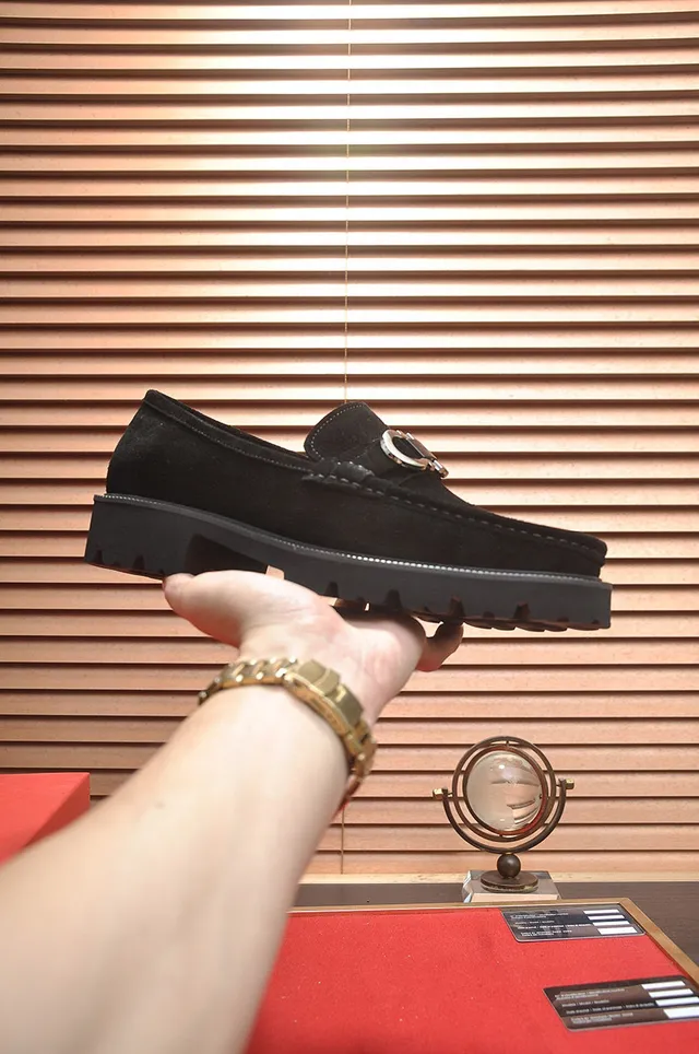 Salvatore Ferragamo Gancini Black Suede Loafers 8