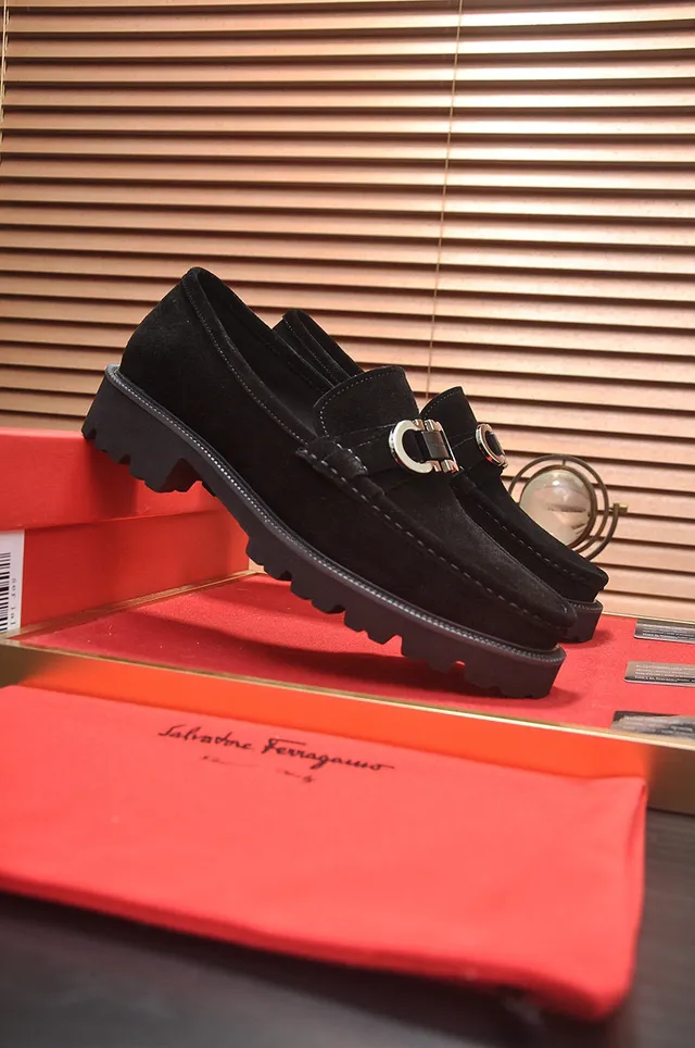 Salvatore Ferragamo Gancini Black Suede Loafers 9