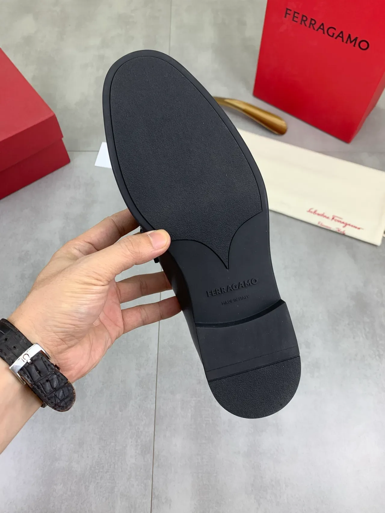 Salvatore Ferragamo Gancini Loafer Black Leather Square-Toe Loafers 3