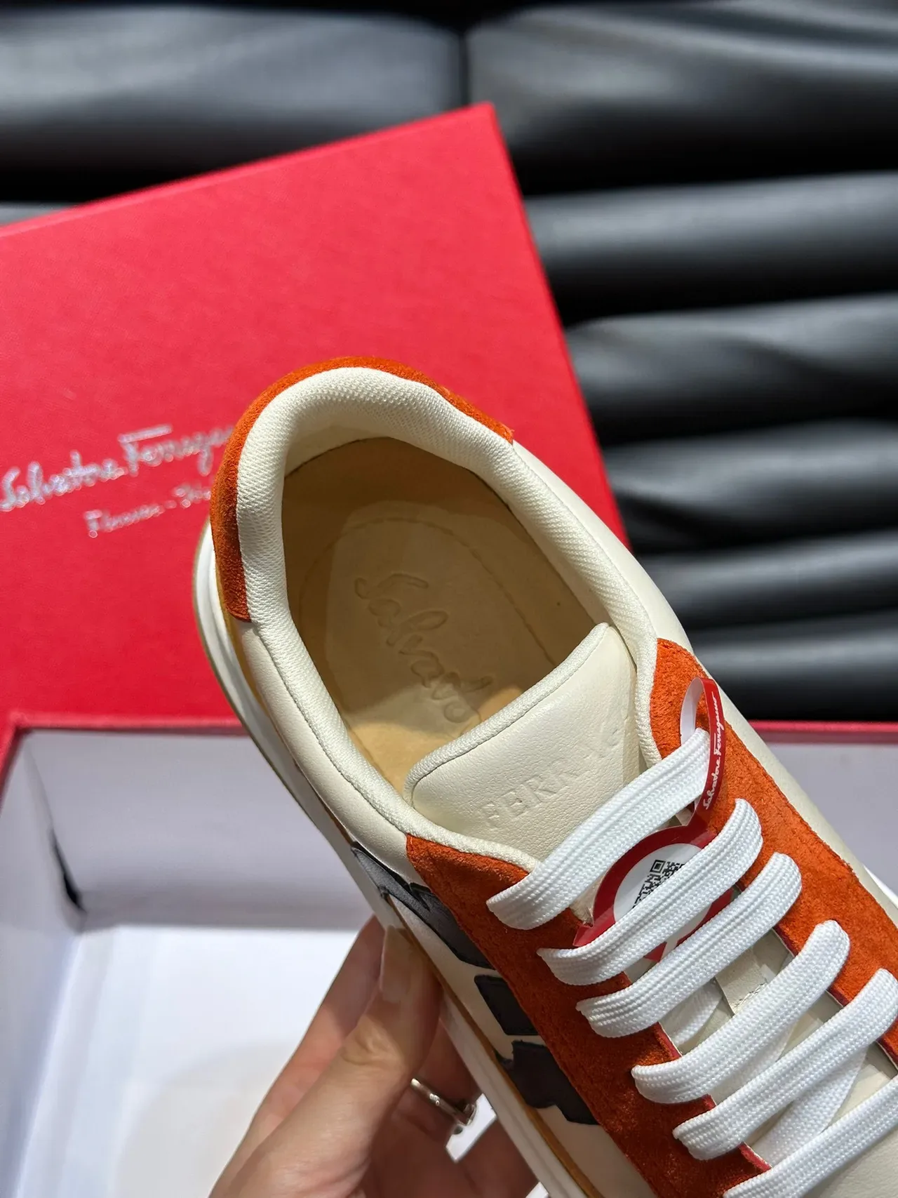 Salvatore Ferragamo Low-Top Leather-Suede Panel Sneakers 8
