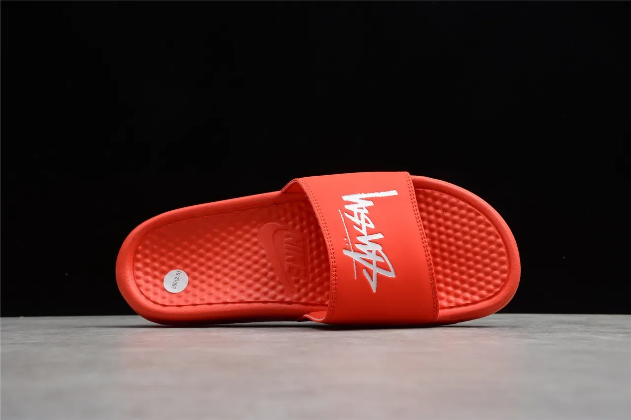 Stussy x Nike Benassi Slide Sandálias Laranja 4