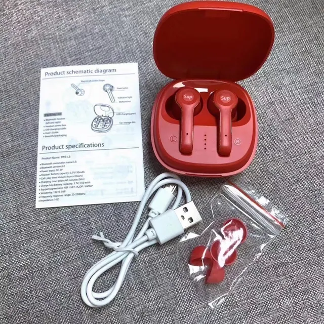 Supreme TWS-L3 Rouge Or Finition Mate Bord Accent TWS Écouteurs 11