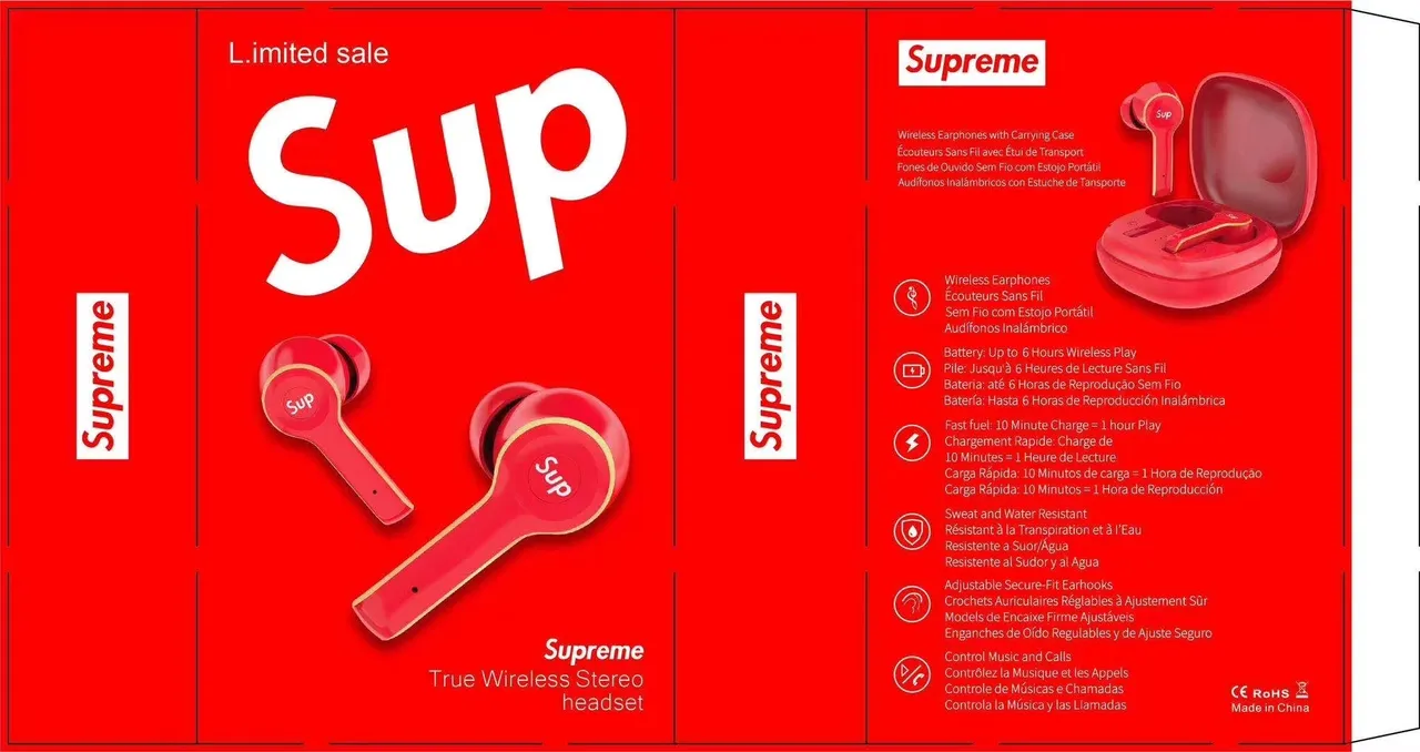 Supreme TWS-L3 Rouge Or Finition Mate Bord Accent TWS Écouteurs 13