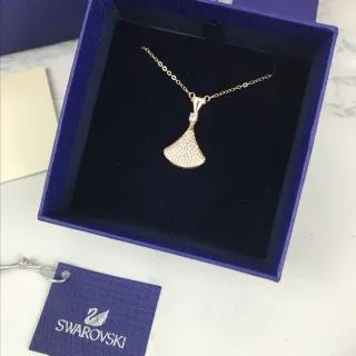 Swarovski Fan-Shaped Pavé Crystal Rose-Gold-Tone Necklace