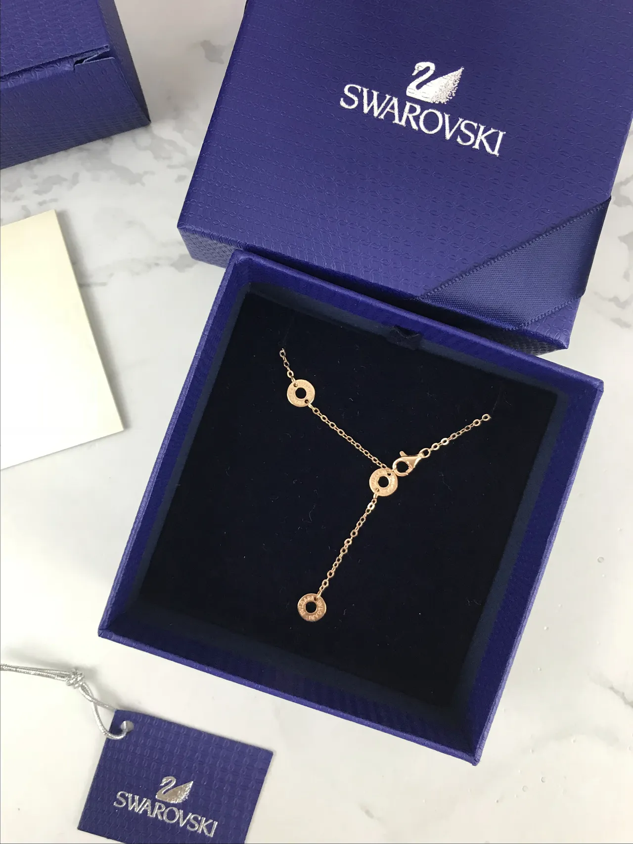 Swarovski Colar em Forma de Leque com Cristais Pavé em Tom Dourado Rosa 2