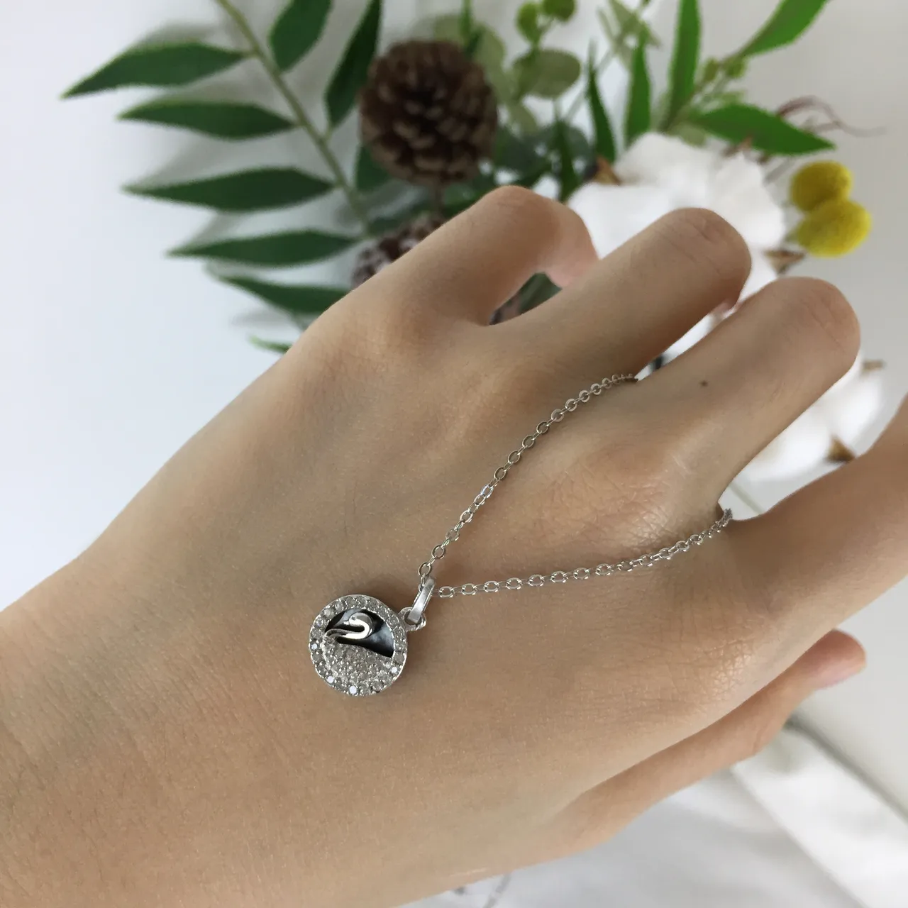 Swarovski Swan Crystal Pavé Pendant Necklace 2