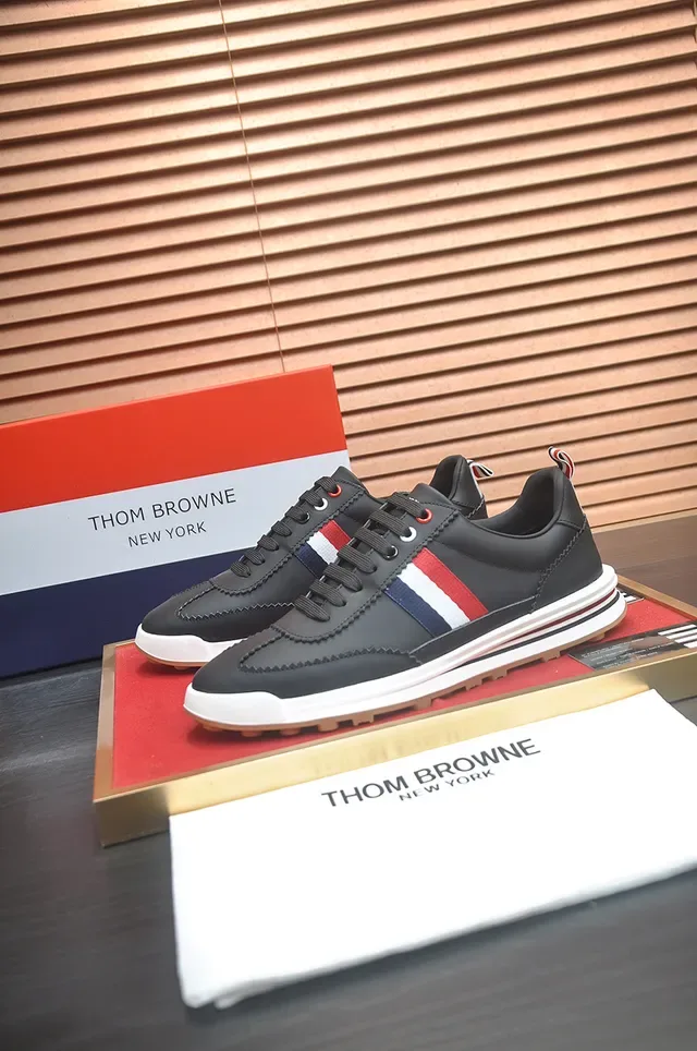 Thom Browne Classic Stripe Black Red White Navy Lifestyle Sneakers 4