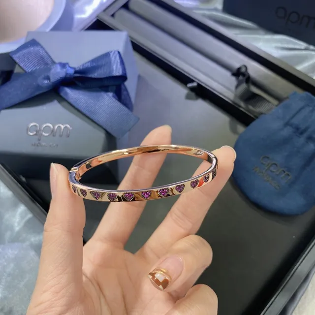 Tiffany & Co. Return to Tiffany coração Pavé gema rosa pulseira bangle 3