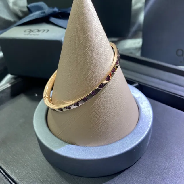 Tiffany & Co. Return to Tiffany coração Pavé gema rosa pulseira bangle 7