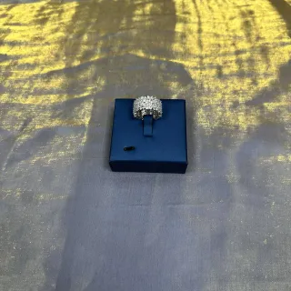 Tiffany & Co. Silver Navy Pavé-Set Dome-Shaped Ring