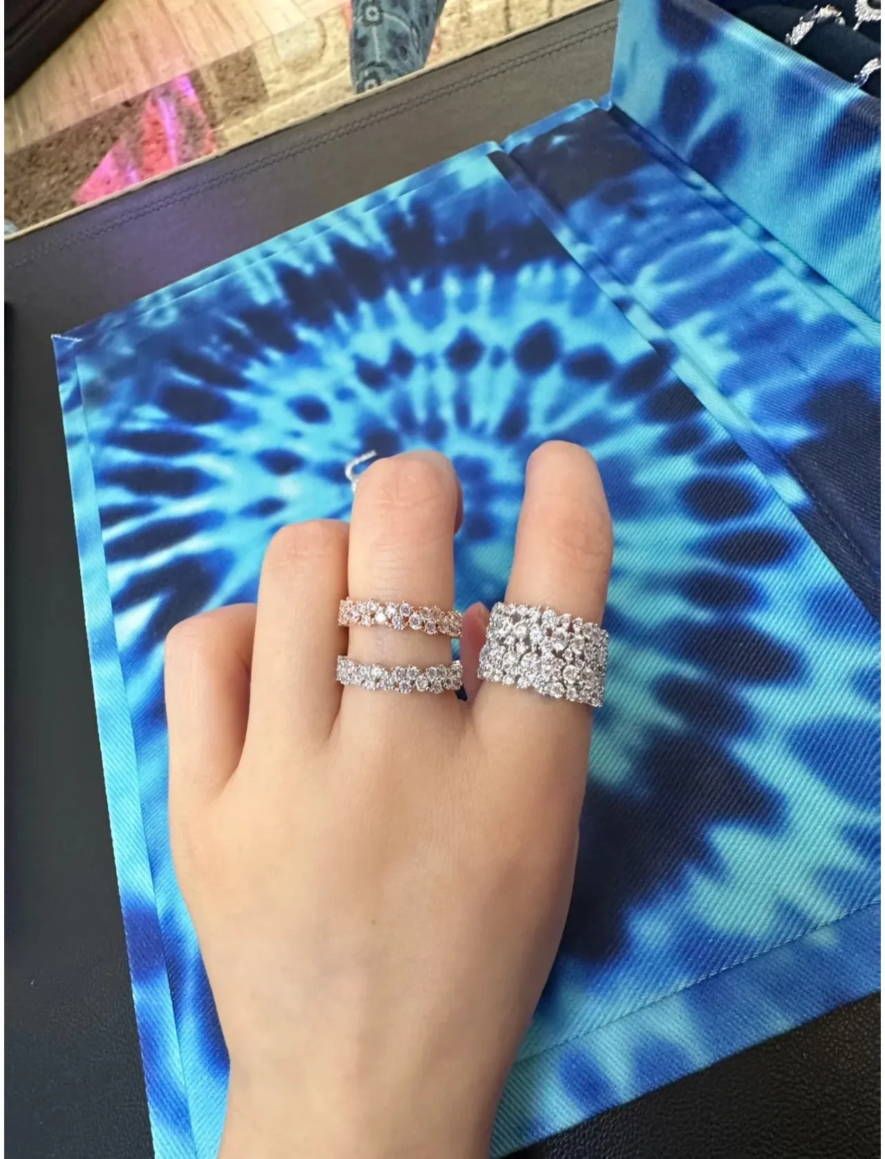Tiffany & Co. فضي أزرق بحري Pavé-Set شكل قبة خاتم 3