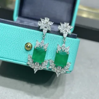 Tiffany & Co. Emerald and Diamond Floral Drop Earrings