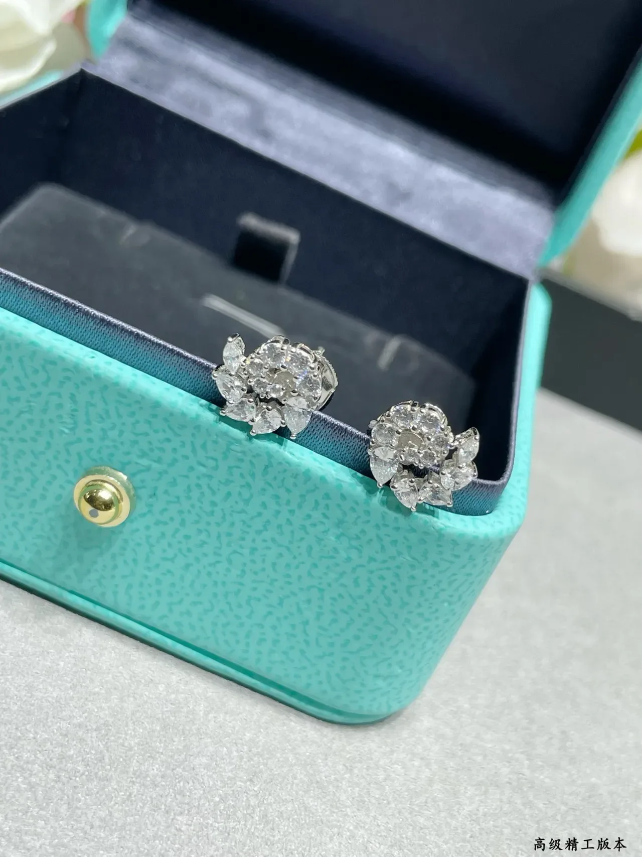Tiffany & Co. Floral Diamond Cluster Stud Earrings 6