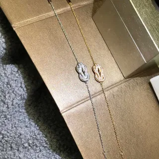 Tiffany & Co. Knot Gold Silver Pendant Pavé-Set Diamonds Bracelet
