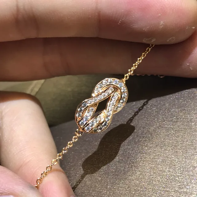 Tiffany & Co. nœud or argent pendentif diamants Pavé-Set bracelet 3